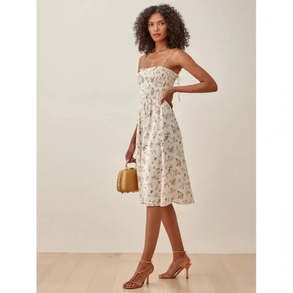 Nwt Reformation Sable Midi Dress In Carine - Size L #1238
